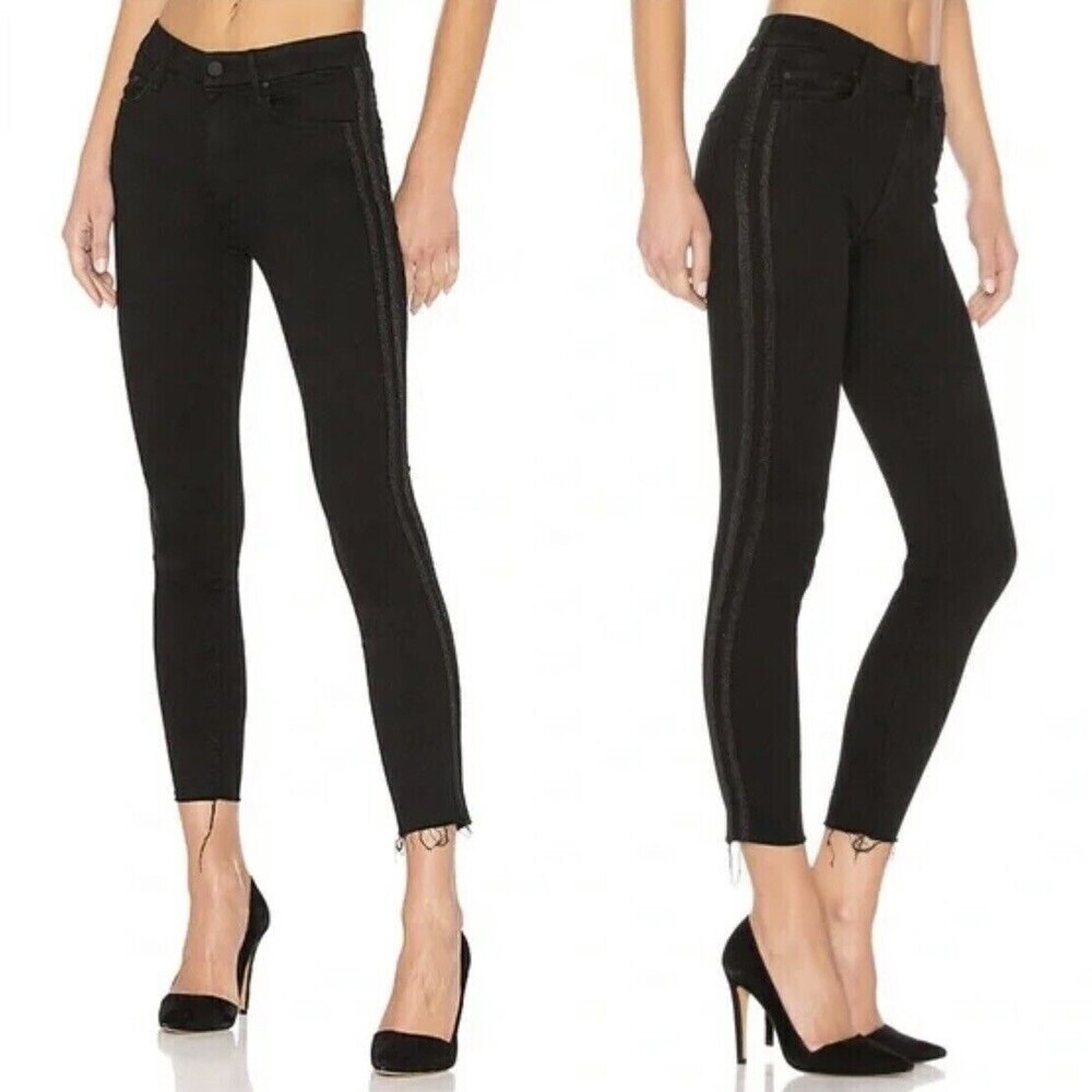 MOTHER Looker High Waisted Skinny Jeans Guilty Party Tuxedo‎ Stripe Women’s 24